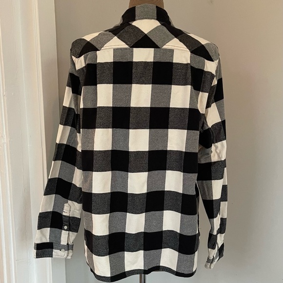 J Crew Flannel Black and White Buffalo Plaid Popover Shirt size XL GUC - Picture 5 of 7